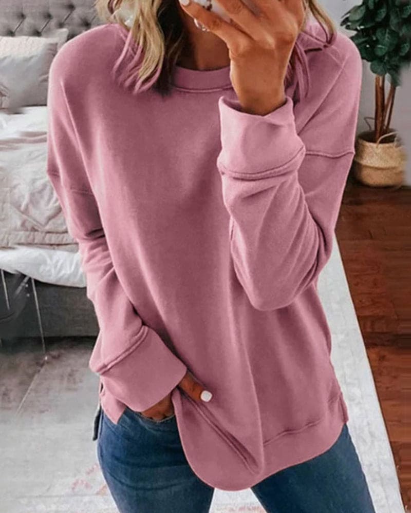 Women's Cozy Crewneck Sweatshirt - Multiple Colors, Soft Cotton Blend, Relaxed Fit