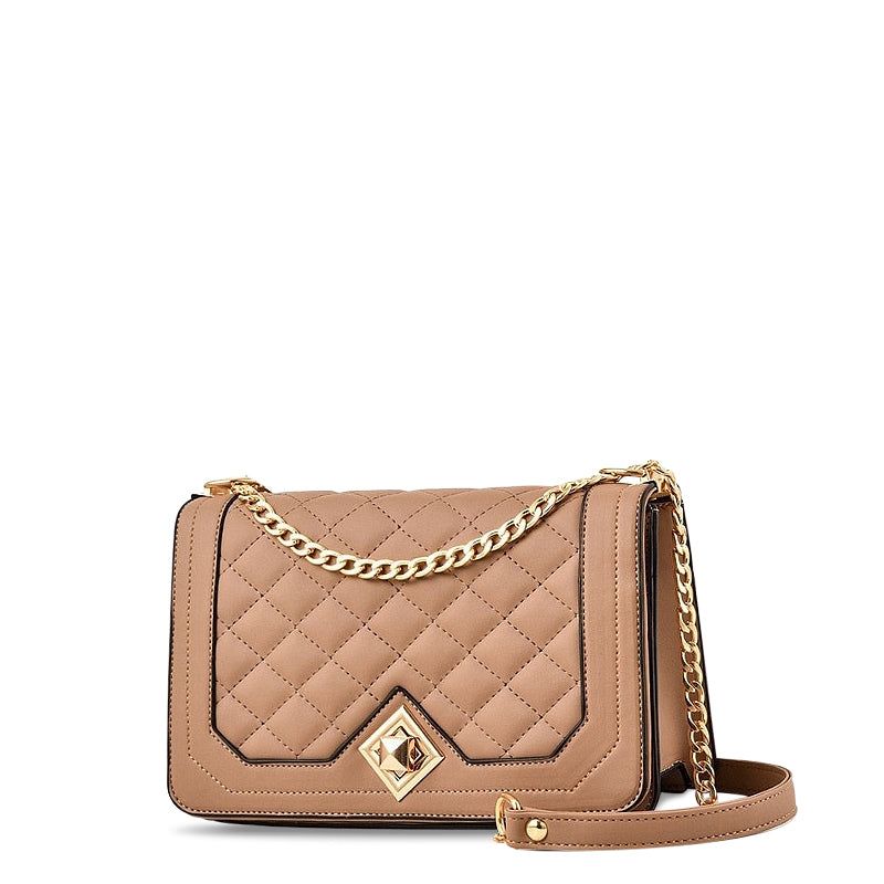 Quilted Chain Shoulder Bag - Designer Crossbody Purse with Adjustable Strap - Available in Multiple Colors