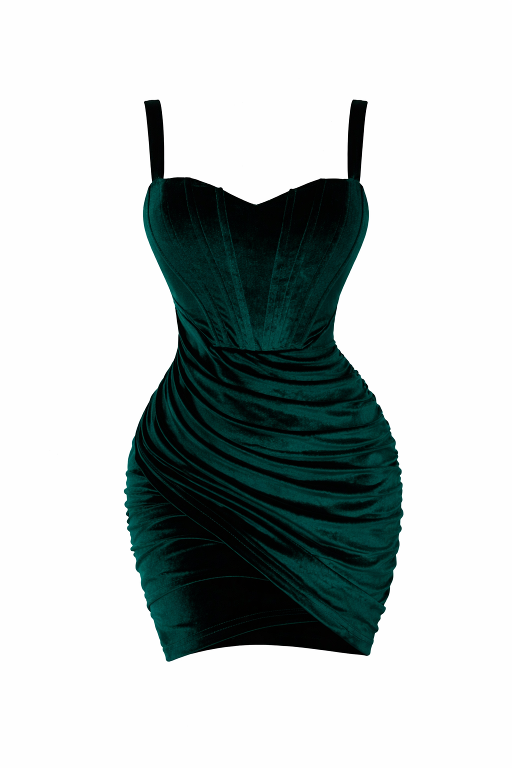 Jesolice Emerald Velvet Corset Ruched Mini Dress