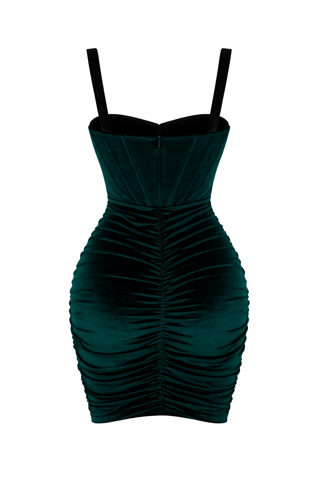 Jesolice Emerald Velvet Corset Ruched Mini Dress