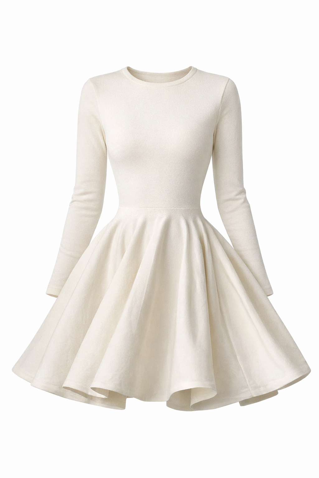 Jesolice Ivory Long-Sleeve Fit & Flare Skater Dress