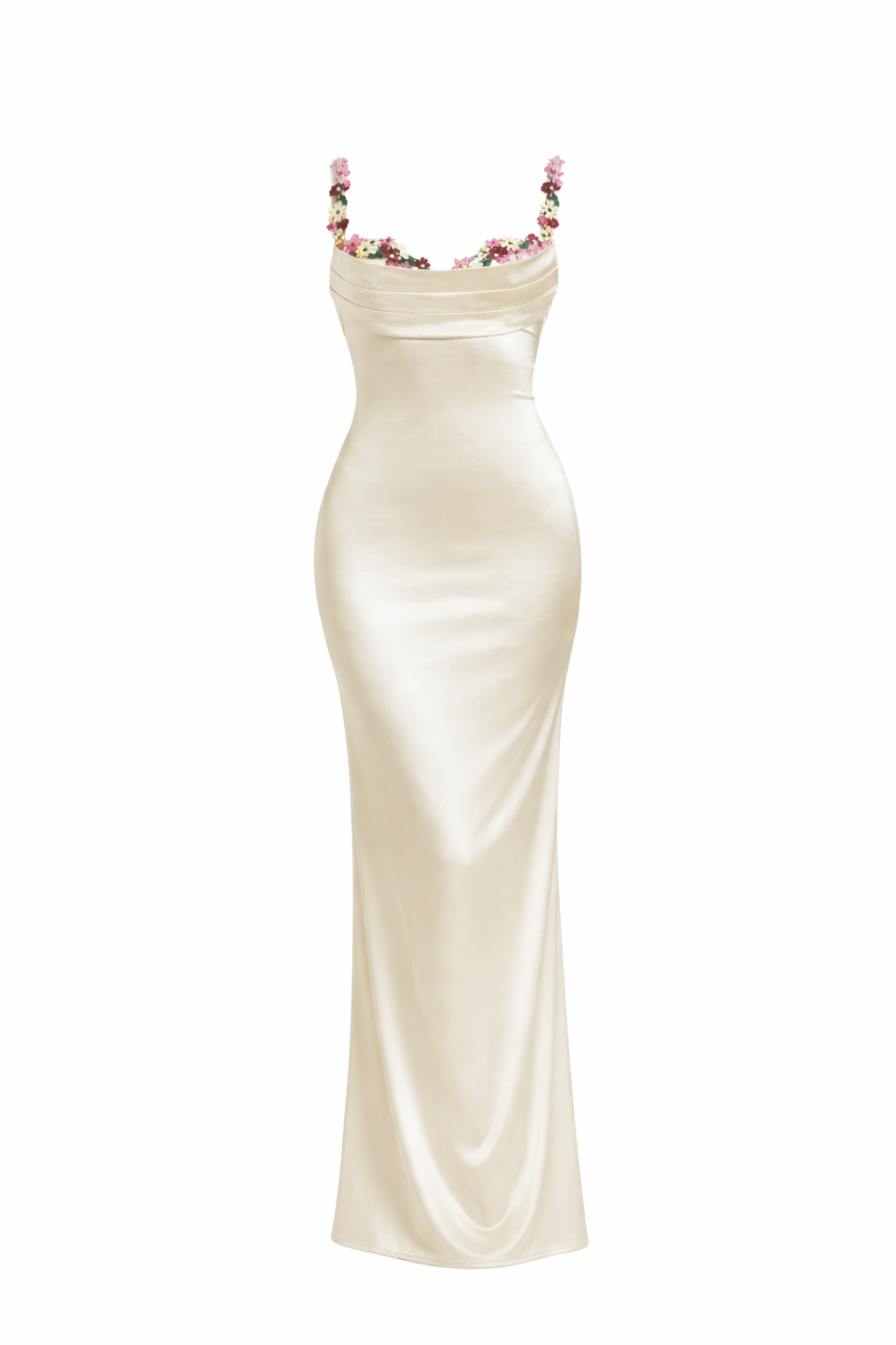 Jesolice Embellished Strap Tie-Back Satin Maxi Dress