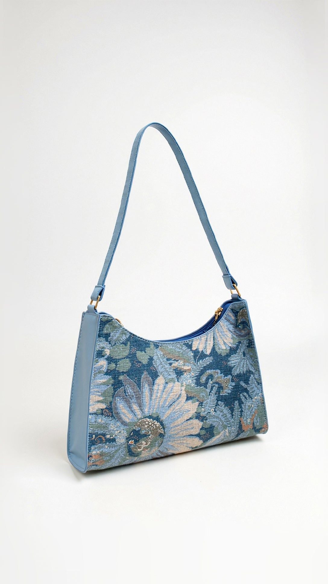 Floral Tapestry Shoulder Bag, Vintage Style, Lightweight, Zipper Closure
